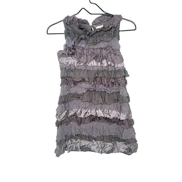 J Crew Crewcuts Rosalie Twisted Dress Silk Gray Ruffle Party Dress Girls 10 - Picture 1 of 9